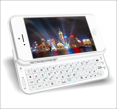 Slide-out Wireless Bluetooth Qwerty Keyboard with Hard Case for iPhone 5