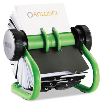 Open Rotary Card File Holds 200 2 5/8"" x 4"", Green