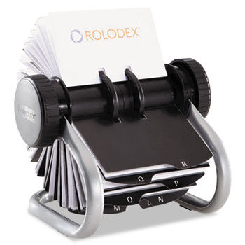Open Rotary Card File Holds 200 2 5/8"" x 4"", Silver