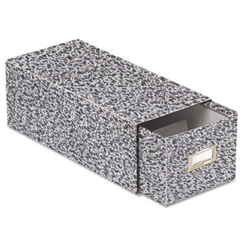 Reinforced Board Card File with Pull Drawer Holds 1500 3 x 5 Cards, Black Marble