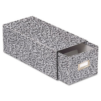 Reinforced Board Card File with Pull Drawer Holds 1500 4 x 6 Cards, Black Marble