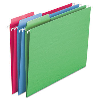 Erasable FasTab Hanging Folders, 1/3-Cut, Letter, 11 Point St, Assorted, 18/Box