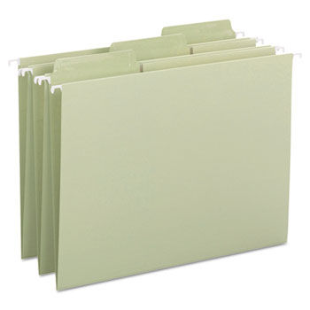 Erasable FasTab Hanging Folders, 1/3-Cut, Letter, 11 Point Stock, Moss, 20/Box