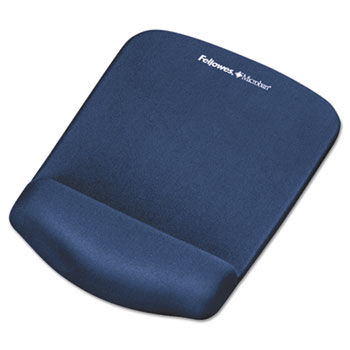 PlushTouch Mouse Pad with Wrist Rest, Foam, Blue, 7-1/4"" x 9-3/8""