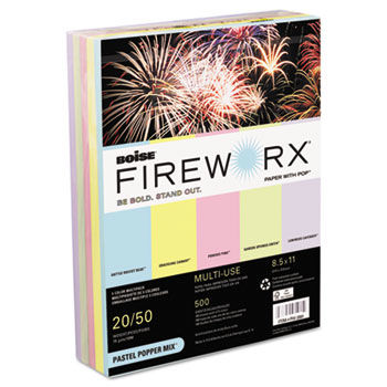 FIREWORX Colored Paper, 20lb, 8-1/2 x 11, Pastel Popper Mix, 500 Sheets/Ream