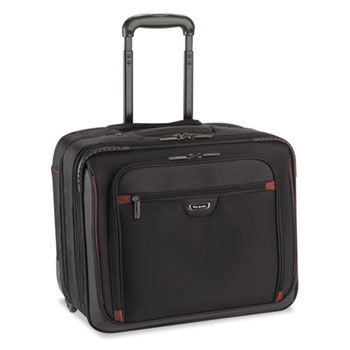 Sterling 100 Rolling Overnighter Case, 16 x 14 x 9 1/2, Black, Red Accents