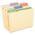 Manilla File Folders w/Assorted Color Tabs, 1/3 Cut, 3/4"" Exp., Letter, 12/PK