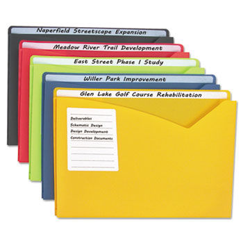 Write-On Expanding Poly File Folders, 1"" Exp., Letter, Assorted Colors, 25/BX