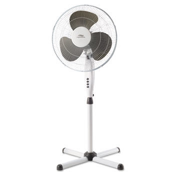 16"" Remote Control Stand Fan, Three Speed, Metal/Plastic, White