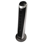 Remote Control Tower Fan, Five Speed, 40"" Tall, Black/Silver