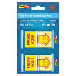 Spanish Page Flags in Pop-Up Dispenser, ""FIRME AQUI"", Red/Yellow, 100/PK