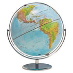 Physical and Political 12-Inch Globe, Silver Metal Desktop Base