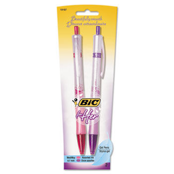 For Her Retractable Gel Pen, 0.7 mm, Black/Pink/Purple, 3/Pk