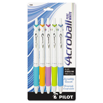 Acroball Pen, 0.7 mm, Black Ink, Blue/Laven/Lime/Orng/Turq Accent Barrels, 5/Pk