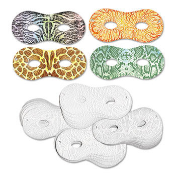Embossed Paper Masks, Four Designs, 8 x 3 1/2, White, 24/Pack