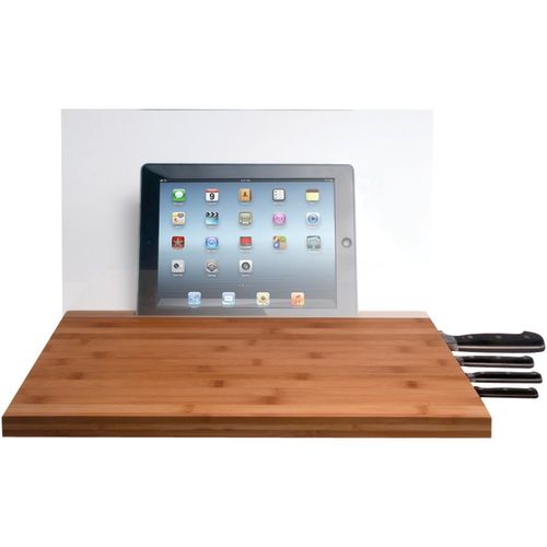 CTA PAD-BCBG iPad(R) Air/iPad(R) with Retina(R) display/iPad(R) 3rd Gen/iPad(R) 2/iPad(R) mini/Tablet & Knife StorageBamboo Cutting Board with Screen 