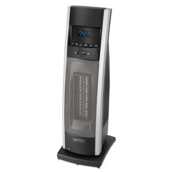 Ceramic Mini Tower Heater with LCD Control, 1000-1500W, Black