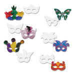 Die Cut Mardi Gras Masks, Paper, 6 Styles, 9 x 4, White, 24/Pack