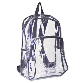 Backpack, PVC Plastic, 12 1/2 x 17 1/2 x 5 1/2, Clear