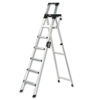 Eight-Foot Lightweight Aluminum Folding Step Ladder w/Leg Lock & Handle, 300lb