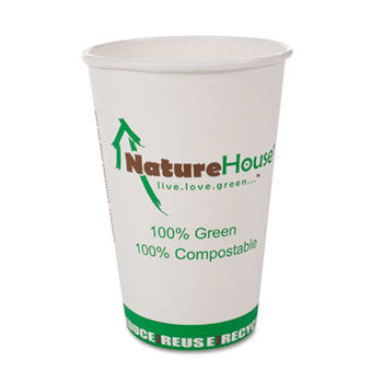 Compostable Paper/PLA Cup, 8oz, White, 50/pack