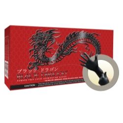 Black Dragon Powder Free Black Latex Exam Gloves - Small