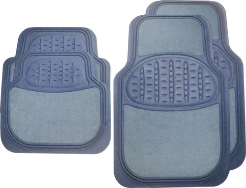 (CASE OF 4 SETS) RUBBER FLOOR MATS WITH CARPET PAD (230 SERIES/ALL WEATHER-HEAVY DUTY) BLUE COLOR-4PC PER SET