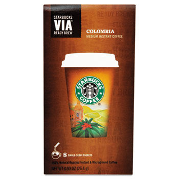 VIA Ready Brew Coffee, 3/25oz, Colombia, 8/Box