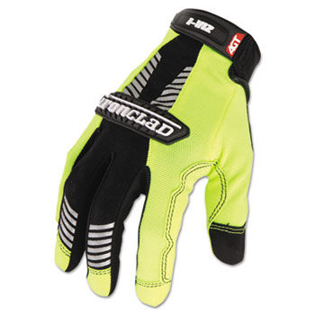 I-Viz Reflective Gloves, Fluorescent Green, Medium, Pair