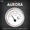 Water Temp Gauge -  SAE Mudflap Gray Text, White, Black Modern Needles, Chrome Trim Rings ~ Style Kit Installed