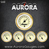 5 Gauge Set -  SAE American Classic Tan, Black Classic Needles, Gold Trim Rings ~ Style Kit DIY Install