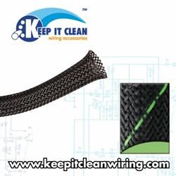 1 1/4"" Black and Green Thin Strip Ultra Wrap Wire Loom - 50 Feet