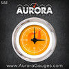 Clock Gauge - Ghost Flame Orange , Black Modern Needles, Chrome Trim Rings ~ Style Kit DIY Install