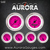 6 Gauge Set with emblem -  SAE Rider Pink , Black Vintage Needles, Chrome Trim Rings ~ Style Kit DIY Install