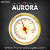 Turbo Gauge -  Metric DECO XT Tan , Red Vintage Needles, Gold Trim Rings ~ Style Kit Installed