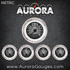 5 Gauge Set -  Metric Pulsar Gray, Black Modern Needles, Chrome Trim Rings ~ Style Kit Installed
