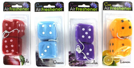 Fuzzy Dice Air Freshener- Assorted Colors/Styles Case Pack 12