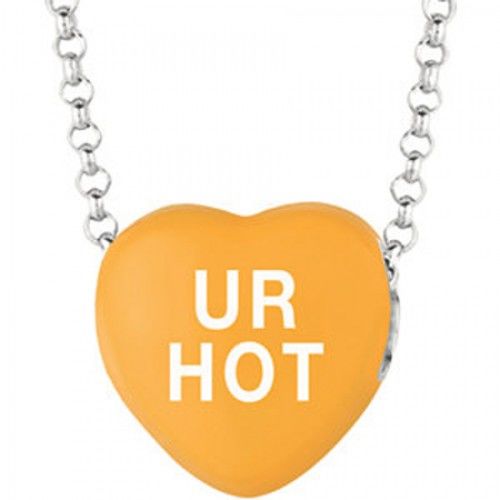 Enamel Ur Hot Heart Necklace in Sterling Silver - Spring Ring - Mesmerizing