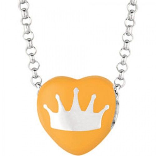Enamel Crown Heart Necklace in Sterling Silver - Spring Ring - Nice - Women