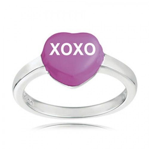 Sterling Silver Purple Color Xoxo Sweethearts Candy Heart Ring