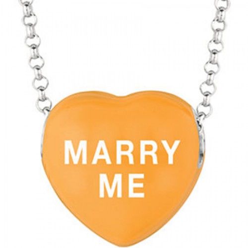Enamel Marry Me Heart Necklace in Sterling Silver - Spring Ring - Eye-Popping