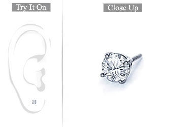 Mens Platinum  Round Diamond Stud Earring  0.15 CT. TW.