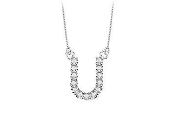 Petite Baby Charm Cubic Zirconia U Initial Pendant  .925 Sterling Silver - 0.20 CT TGW