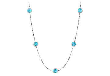 Blue Topaz By the Yard Necklace 20 Carat TGW in 14K White Gold Complete Yard Length