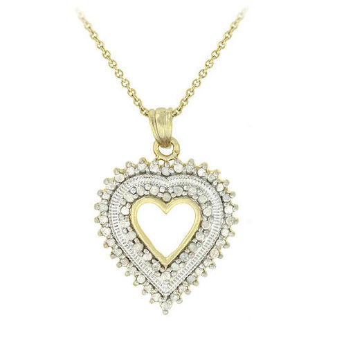 18k Gold over Silver 1/2 CTW Diamond Heart Pendant