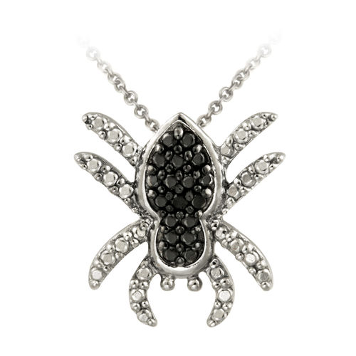 Sterling Silver Black Diamond Accent Crab Pendant