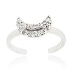 Sterling Silver CZ Moon Toe Ring