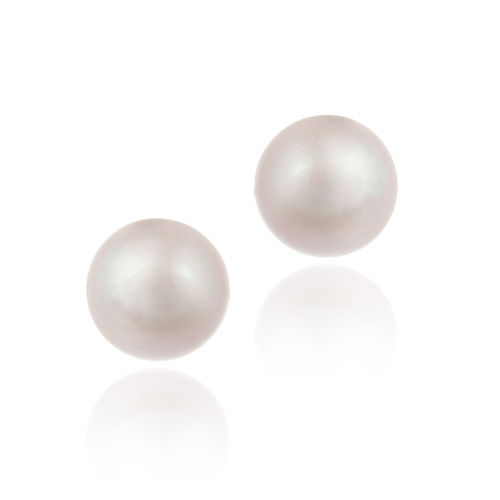 Sterling Silver Freshwater Cultured 10-10.5mm Pink/Peach Pearl Stud Earrings