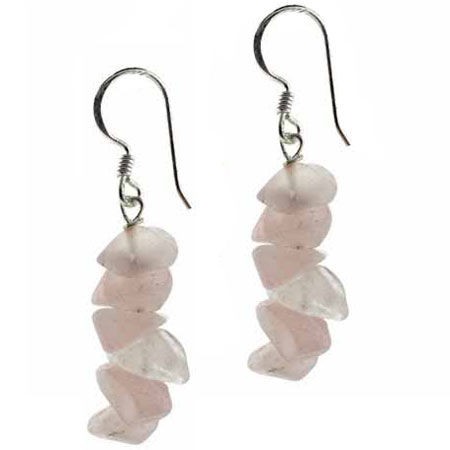 Genuine Rose Quartz Chip Earrings
