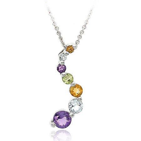 Sterling Silver Multi-Gemstone Classic Journey Pendant